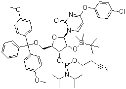 CAS # 220382-28-5, 5'-O-[Bis(4-methoxyphenyl)phenylmethyl]-4-O-(4-chlorophenyl)-2'-O-[(1,1-dimethylethyl)dimethylsilyl]uridine 3'-[2-cyanoethyl bis(1-methylethyl)phosphoramidite]