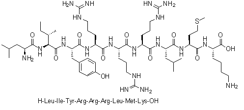CAS # 220431-68-5, L-Leucyl-L-isoleucyl-L-tyrosyl-L-arginyl-L-arginyl-L-arginyl-L-leucyl-L-methionyl-L-lysine