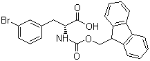 structure of CAS# 220497-81-4, (R)-N-Fmoc-3-Bromophenylalanine