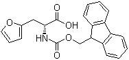 structure of CAS# 220497-85-8, (alphaR)-alpha-[[(9H-Fluoren-9-ylmethoxy)carbonyl]amino]-2-furanpropanoic acid