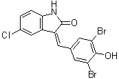 structure of CAS# 220904-99-4, 5-氯-3-(3,5-二溴-4-羟基亚苄基)-1,3-二氢吲哚-2-酮