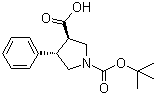 structure of CAS# 221142-28-5, 反式-N-(叔丁氧羰基)-4-苯基吡咯烷-3-羧酸