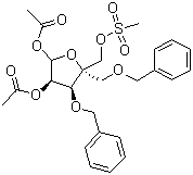 CAS 登录号：221229-65-8, 4-(甲基磺酰氧甲基)-1,2-O-二乙酰氧基-3,5-O-二苄基-alpha-D-赤式戊呋喃糖