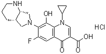 CAS # 2252446-71-0, 1-Cyclopropyl-6-fluoro-1,4-dihydro-8-hydroxy-7-[(4aS,7aS)-octahydro-6H-pyrrolo[3,4-b]pyridin-6-yl]-4-oxo-3-quinolinecarboxylic acid hydrochloride (1:1)