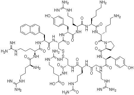 CAS 登录号：229030-20-0, L-精氨酰-L-精氨酰-3-(2-萘基)-L-丙氨酰-L-半胱氨酰-L-酪氨酰-L-精氨酰-L-赖氨酰-D-赖氨酰-L-脯氨酰-L-酪氨酰-L-精氨酰-N5-(氨基羰基)-L-鸟氨酰-L-半胱氨酰-L-精氨酸环(4→13)-二硫醚