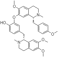 CAS # 2292-16-2, Neferine, 4-[[(1R)-6,7-Dimethoxy-2-methyl-3,4-dihydro-1H-isoquinolin-1-yl]methyl]-2-[[(1R)-6-methoxy-1-[(4-methoxyphenyl)methyl]-2-methyl-3,4-dihydro-1H-isoquinolin-7-yl]oxy]phenol