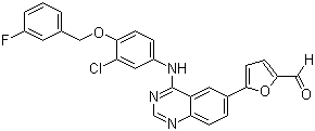 structure of CAS# 231278-84-5, 5-[4-[[3-氯-4-[(3-氟苯基)甲氧基]苯基]氨基]-6-喹唑啉]-2-呋喃甲醛