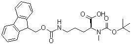 structure of CAS# 233688-96-5, N2-[叔丁氧羰基]-N5-[芴甲氧羰基]-N2-甲基-L-鸟氨酸