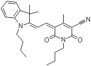 CAS # 233748-97-5, 1-Butyl-5-[2-(1-butyl-3,3-dimethyl-1,3-dihydroindol-2-ylidene)ethylidene]-4-methyl-2,6-dioxo-1,2,5,6-tetrahydropyridine-3-carbonitrile