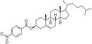 CAS # 23838-12-2, Cholesteryl 4-nitrobenzoate, Cholest-5-en-3beta-yl p-nitrobenzoate, [10,13-Dimethyl-17-(6-methylheptan-2-yl)-2,3,4,7,8,9,11,12,14,15,16,17-dodecahydro-1H-cyclopenta[a]phenanthren-3-yl] 4-nitrobenzoate