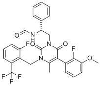 CAS # 2409132-63-2, Elagolix Formamide, Fvvapuztnuypcb-qhcpkhfhsa-N,N-[(1R)-2-[5-(2-fluoro-3-methoxyphenyl)-3-[[2-fluoro-6-(trifluoromethyl)phenyl]methyl]-4-methyl-2,6-dioxopyrimidin-1-yl]-1-phenylethyl]formamide