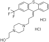 CAS # 2413-38-9, Fupentixol dihydrochloride, (Z)-4-[3-[2-(Trifluoromethyl)-9H-thioxanthen-9-ylidene]propyl]piperazine-1-ethanol dihydrochloride