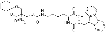 CAS # 251316-95-7, Fmoc-Lys(Tnm)-OH, N2-[(9H-Fluoren-9-ylmethoxy)carbonyl]-N6-[[(3-nitro-1,5-dioxaspiro[5.5]undec-3-yl)methoxy]carbonyl]-L-lysine
