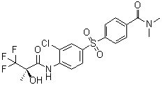 structure of CAS# 252017-04-2, 4-[[3-氯-4-[[(2R)-3,3,3-三氟-2-羟基-2-甲基-1-氧代丙基]氨基]苯基]磺酰基]-N,N-二甲基苯甲酰胺