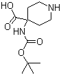 structure of CAS# 252720-31-3, 4-[(叔丁氧羰基)氨基]-4-哌啶甲酸