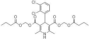 structure of CAS# 253597-19-2, 4-(2,3-二氯苯基)-1,4-二氢-2,6-二甲基-3,5-吡啶二甲酸二[(1-氧代丁氧基)甲基]酯