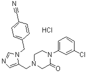 structure of CAS# 253863-00-2, 4-[[5-[[4-(3-Chlorophenyl)-3-oxo-1-piperazinyl]methyl]-1H-imidazol-1-yl]methyl]benzonitrile monohydrochloride