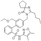 structure of CAS# 254740-64-2, 4'-[(2-丁基-4-氧代-1,3-二氮杂螺[4.4]壬-1-烯-3-基)甲基]-N-(4,5-二甲基-3-异恶唑基)-2'-(乙氧基甲基)-[1,1'-联苯]-2-磺酰胺