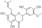 CAS # 254886-76-5, Kushenol W, 2-(2,4-Dihydroxy-5-methoxyphenyl)-2,3-dihydro-5,7-dihydroxy-8-(3-methyl-2-buten-1-yl)-4H-1-benzopyran-4-one