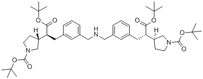 CAS # 2565657-87-4, tert-butyl (S)-3-((S)-1-(tert-butoxy)-3-(3-(((3-((S)-3-(tert-butoxy)-2-((R)-1-(tert-butoxycarbonyl)pyrrolidin-3-yl)-3-oxopropyl)benzyl)amino)methyl)phenyl)-1-oxopropan-2-yl)pyrrolidine-1-carboxylate, a,a'-[iminobis(methylene-3,1-phenylenemethylene)]bis[1-[(1,1-dimethylethoxy)carbonyl]-3-Pyrrolidineacetic acid  (aS,a'S,3R,3'R)-3,3'-bis(1,1-dimethylethyl) ester