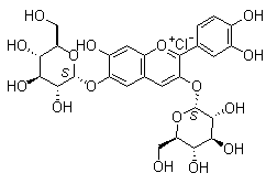 structure of CAS# 2611-67-8, 矢车菊素双葡糖苷