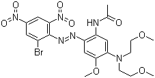 CAS 登录号：26377-33-3, 分散蓝 301, N-[5-[双(2-甲氧基乙基)氨基]-2-[(2-溴-4,6-二硝基苯基)偶氮]-4-甲氧基苯基]乙酰胺