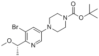 CAS # 2641824-76-0, tert-butyl 4-[5-bromo-6-[(1S)-1-methoxyethyl]pyridin-3-yl]piperazine-1-carboxylate, 2-Methyl-2-propanyl 4-{5-bromo-6-[(1S)-1-methoxyethyl]-3-pyridinyl}-1-piperazinecarboxylate