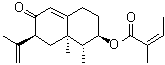 CAS # 26577-85-5, (+)-Petasin, O-Angeloylsencathenone, Petaforce, (2Z)-2-Methyl-2-butenoic acid (1R,2R,7S,8aR)-1,2,3,4,6,7,8,8a-octahydro-1,8a-dimethyl-7-(1-methylethenyl)-6-oxo-2-naphthalenyl ester
