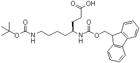 structure of CAS# 268542-17-2, (4S)-8-[[叔丁氧羰基]氨基]-4-[[芴甲氧羰基]氨基]辛酸