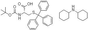 structure of CAS# 26988-59-0, N-[叔丁氧羰基]-S-(三苯基甲基)-L-半胱氨酸(二环己基胺)盐