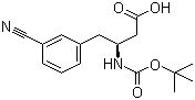 structure of CAS# 270065-86-6, N-叔丁氧羰基-(S)-3-氨基-4-(3-氰基苯基)丁酸