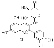 structure of CAS# 27214-72-8, 矢车菊素 3-阿拉伯糖苷