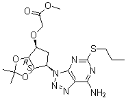CAS 登录号：274693-23-1, 2-[[(3aR,4S,6R,6aS)-6-[7-氨基-5-(丙硫基)-3H-1,2,3-三氮唑并[4,5-d]嘧啶-3-基]四氢-2,2-二甲基-4H-环戊烯并-1,3-二恶茂-4-基]氧基]乙酸甲酯