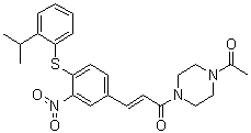 CAS 登录号：280749-17-9, (2E)-1-(4-乙酰基-1-哌嗪基)-3-[4-[[2-(1-甲基乙基)苯基]硫基]-3-硝基苯基]-2-丙烯-1-酮