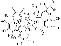 CAS # 28196-46-5, Neochebulagic acid, beta-D-Glucopyranose cyclic 3,6-(4,4',5,5',6,6'-hexahydroxydiphenate) 1-gallate 4-(beta-hydrogen 3-carboxy-5,6,7-trihydroxy-1-oxo-4-isochromansuccinate)