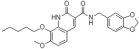 structure of CAS# 282089-49-0, N-(1,3-苯并二氧戊环-5-基甲基)-1,2-二氢-7-甲氧基-2-氧代-8-(戊氧基)-3-喹啉甲酰胺