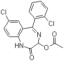 structure of CAS# 2848-96-6, 3-(Acetyloxy)-7-chloro-5-(2-chlorophenyl)-1,3-dihydro-2H-1,4-benzodiazepin-2-one