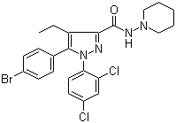 CAS 登录号：288104-79-0, 溴乙那班, 1-(2,4-二氯苯基)-5-(4-溴苯基)-N-(哌啶-1-基)-4-乙基吡唑-3-甲酰胺
