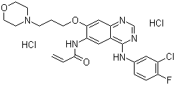CAS 登录号：289499-45-2, 卡纽替尼二盐酸盐, N-[4-[(3-氯-4-氟苯基)氨基]-7-(3-吗啉-4-基丙氧基)喹唑啉-6-基]丙-2-烯酰胺二盐酸盐