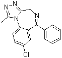 CAS # 28981-97-7, Alprazolam, 8-Chloro-1-methyl-6-phenyl-4H-s-triazolo[4,3-a][1,4]benzodiazepine