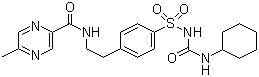 CAS 登录号：29094-61-9, 格列吡嗪, 1-环己基-3-{4-[2-(5-甲基吡嗪-2-酰胺)-乙基]苯磺酰}脲