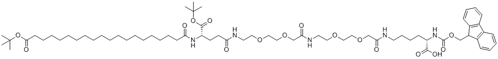 structure of CAS# 2915356-76-0, Fmoc-L-Lys[C20-OtBu-Glu(OtBu)-AEEA-AEEA]-OH