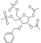 4-C-[[(Methylsulfonyl)oxy]methyl]-3-O-(phenylmethyl)-D-erythro-pentofuranose 1,2-diacetate 5-methanesulfonate molecular structure (CAS 293751-03-8)