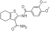 structure of CAS# 301305-73-7, 2-[(3,4-Dimethoxybenzoyl)amino]-4,5,6,7-tetrahydro-benzo[b]thiophene-3-carboxamide