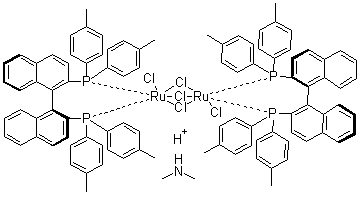 CAS # 309735-86-2, Dimethylammonium dichlorotri(mu-chloro)bis[(S)-(-)-2,2'-bis(di-p-tolylphosphino)-1,1'-binaphthyl]diruthenate(II), [NH2Me2][[RuCl((S)-tolbinap)]2(mu-Cl)3]