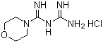 CAS 登录号：3160-91-6, 盐酸吗啉胍, N-(2-胍基-乙亚氨基)-吗啉盐酸盐, (alpha-吗啉-alpha-亚胺甲基)胍