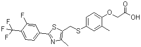 structure of CAS# 317318-84-6, [4-[[[2-[3-氟-4-(三氟甲基)苯基]-4-甲基-5-噻唑基]甲基]硫代]-2-甲基苯氧基]乙酸