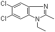 CAS # 3237-62-5, 5,6-Dichloro-1-ethyl-2-methylbenzimidazole, N-Ethyl-2-methyl-5,6-dichlorobenzimidazole, 1-Ethyl-2-methyl-5,6-dichlorobenzimidazole