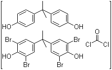 CAS # 32844-27-2, Tetrabromobisphenol-A polycarbonate, Bisphenol A-phosgene-tetrabromobisphenol A copolymer, 4,4'-(1-Methylethylidene)bis[phenol]-4,4'-(1-methylethylidene)bis[2,6-dibromophenol]-poly[oxycarbonyloxy-1,4-phenylene(1-methylethylidene)-1,4-phenylene] copolymer