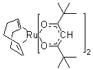 structure of CAS# 329735-79-7, Bis(2,2,6,6-tetramethyl-3,5-heptanedionato)(1,5-cyclooctadiene)ruthenium(II)